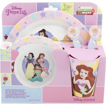 Set de Vajilla Infantil Princesas 5 Piezas Micro Kids - Libre de BPA Rosa