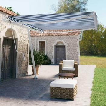 Toldo Retráctil Automático 400x350 cm Azul/Blanco