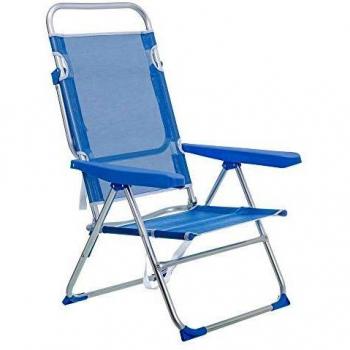 LOLAhome Silla de Playa con Brazos reclinable Azul de Aluminio de 100x61x56 cm
