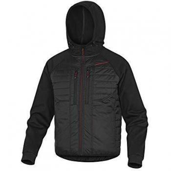 Delta Plus MOOVENRTM Chaqueta de dos componentes de poliamida Ripstop con revestimiento de poliuretano y poliéster con 2 capas laminadas, acolchada, negro/rojo, tamaño M, 10 unidades