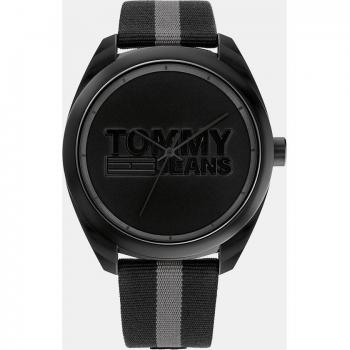 Tommy Hilfiger San Diego Reloj para Hombre con Correa de Nailon Negro y Gris, Esfera Analógica y Movimiento de Cuarzo, 45 mm - Modelo 1792039