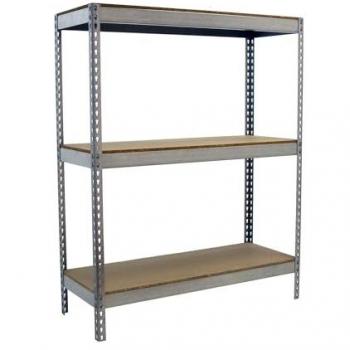 Estantería ECOFORTE 1207-3 CHIPBOARD 1500 GALVA/MADERA, capacidad de carga 400 kg, dimensiones 1500x1200x750 mm, estructura galvanizada y estantes de madera