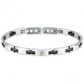 Pulsera de Hombre Maserati Ceramic en Acero Dorado, Negro y Plateado, 18+3.5cm