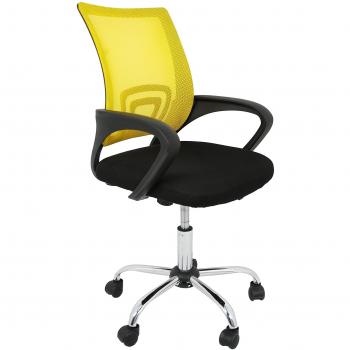 La Silla Española Ribadeo Silla de Oficina sin Reposacabezas, Poliéster y Rejilla, Amarillo, 61x58x89 cm