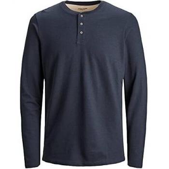 Jack & Jones JJEJEANS Henley L/S Noos Camiseta de Manga Larga, Azul Marino, M para Hombre