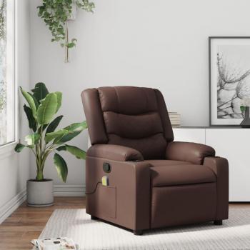 Sillón de Masaje Reclinable en Cuero Sintético Marrón