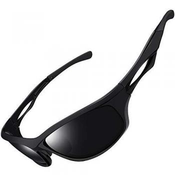 Joopin Gafas de Sol Deportivas Polarizadas para Hombre Mujer con Protección UV 400 Gafas de Ciclismo, Conducción Nocturna, Golf y Deportes al Aire Libre Negro Mate
