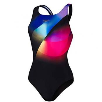 Bañador Speedo Placement Digital Powerback negro azul rosa mujer - 30