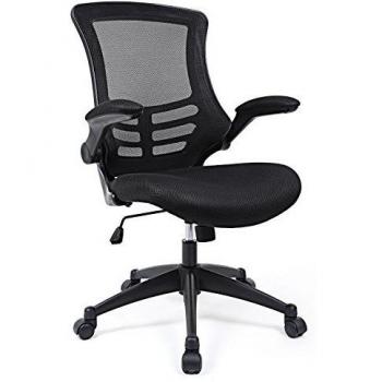 SONGMICS Silla Giratoria de Escritorio de Malla Transpirable, Negro OBN81B
