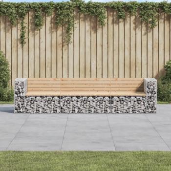 Gabion Garden Bench 287x71x65.5 cm Solid Pine Wood