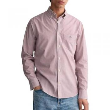 Gant - Camisa de popelina Regular Fit Banker Stripe burdeos para hombre, 100% algodón, manga larga, talla XXL, estilo casual