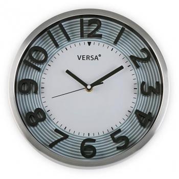 Versa 20900012 Reloj de pared Aluminio, 30cm diámetro, Azuñl y negro,Silencioso
