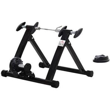 HOMCOM Rodillo de Bicicleta Entrenamiento Plegable con Resistencia Magnética para Ruedas de 26-28 Pulgadas Soporte Entrenador Bici para Casa Interior 54,5x47,2x39,1 cm Negro