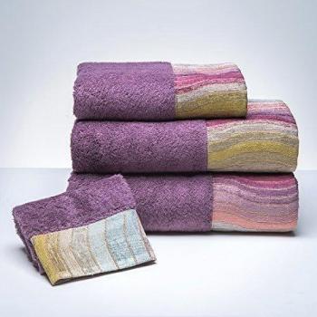 Sancarlos - Toalla algodón samanta morada morado - cenefa jacquard. - Densidad 500 g. - Rizo 100% algodón.