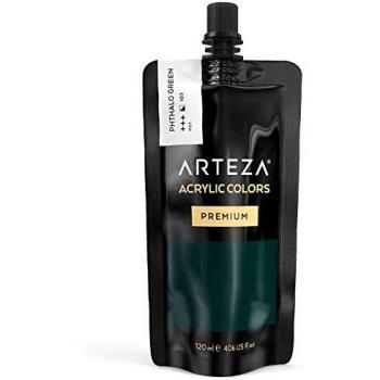 ARTEZA Pintura acrílica | Color Verde Ftalo | Bolsa individual de 120 mililitros | Pinturas acrílicas para lienzos