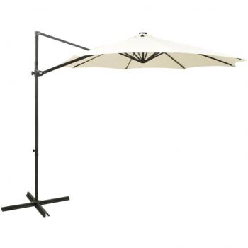Sombrilla voladiza con poste y luces LED 300 cm Color Arena, Verde, Antracita