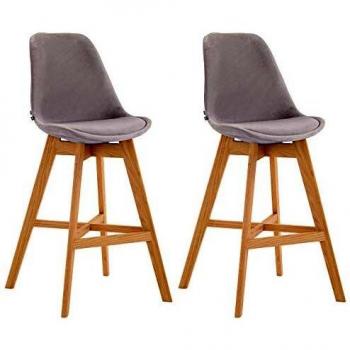 Set de 2 Taburetes Cannes en Terciopelo Gris Natural