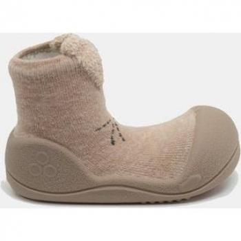 Calzado Respetuoso Attipas A23RA Beige Conejo para Bebé - Zapatillas de casa cerradas de bebé niño en algodón con dibujo de conejo