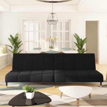 vidaXL Black Velvet 2-Seater Sofa Bed