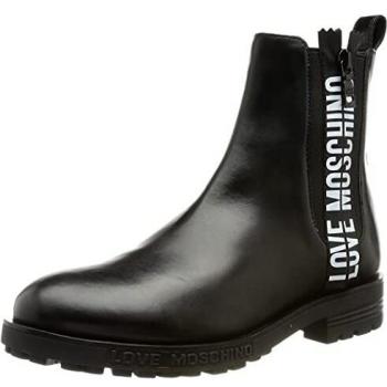 Love Moschino Women's Black Chelsea Ankle Boots with Logo, Size 6 US