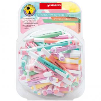 Rotulador Stabilo Fluorescente Fino Swing Cool Pastel Bombonera 100 Unidades Colores Surtidos