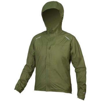Chaqueta cortavientos impermeable Endura GV500 para ciclismo en color verde oliva, talla M