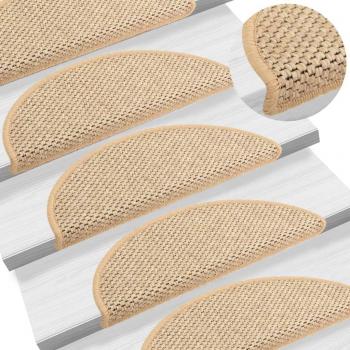 Pegatinas Alfombras Escaleras Sisal 15 Piezas 56x17x3cm Beige Claro