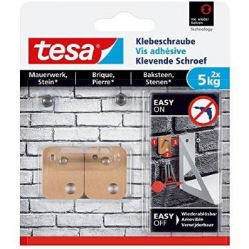 Tornillo adhesivo cuadrado tesa® para mampostería y piedra, capacidad de carga 5 kg, pack de 2 unidades