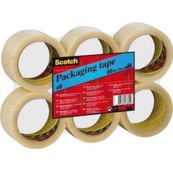 Scotch - Pack de 6 Rollos de Cinta Adhesiva para Embalaje, Transparente, 50 mm x 66 m