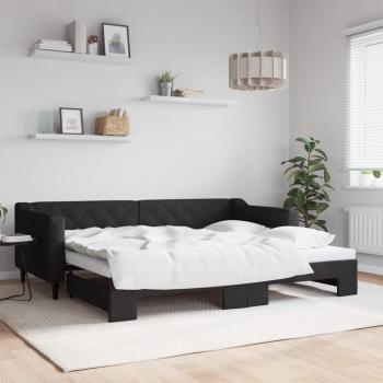 Sofá cama nido negro 90x200 cm en tela con cama extraíble