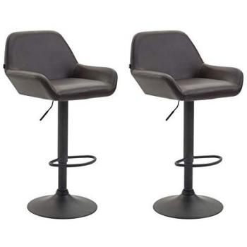 Juego de 2 Taburetes de Bar Braga en Cuero Ecológico - Comodidad y Estilo en un Diseño Elegante, Color Marrón Negro