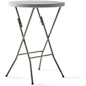KG KITGARDEN - Mesa Cóctel Plegable, Ø80x110cm, Blanco, Folding R80H