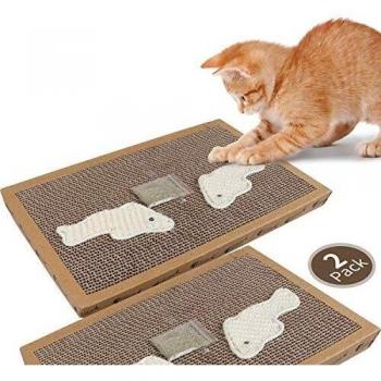 Nobleza - 2* Rascador de cartón para Gatos. Alfombrilla con Catnip. 38.2 * 24.5 * 4cm