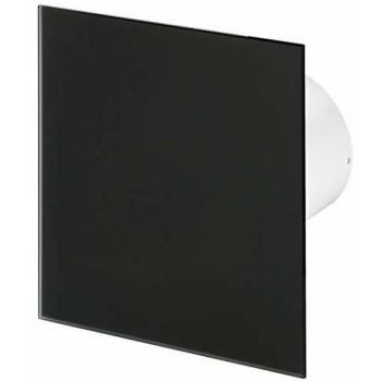 Extractor de aire 125mm con sensor de humedad y panel frontal de cristal negro mate Trax