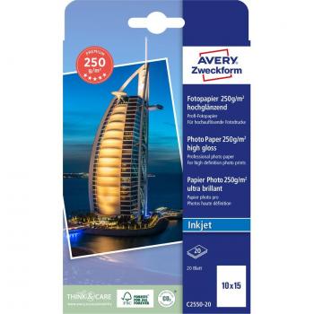 Papel fotográfico para inyección de tinta AVERY Zweckform PREMIUM, 10 x 15 cm, blanco, 250 g/m², muy brillante
