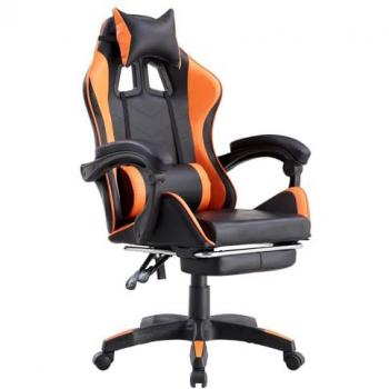 Silla Gamer Reclinable con Reposapiés Naranja