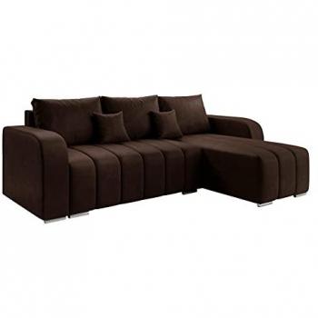 Sofá rinconero Muncie 107, Marrón, Función de descanso, Caja de ropa de cama, 244x147x86cm