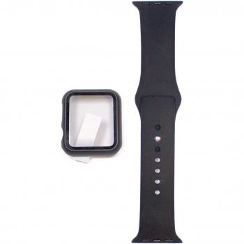 Friendly License - Correa de silicona + protector de pantalla para Apple Watch 42/44/45 mm Negro