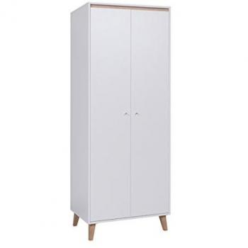 Armario Providence D106, con bisagras, mate blanco y roble San Remo claro, 80 x 206 x 52 cm, 5 estantes