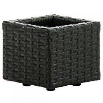 Macetero Laura S de Polyrattan, 20x20x17 cm, color negro, ideal para jardín o balcón
