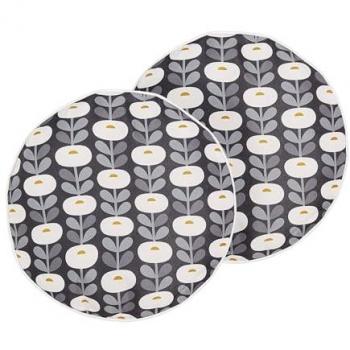 Conjunto de 2 cojines de jardín redondos ⌀ 40 cm en poliéster gris con estampado geométrico, decoración moderna y resistente al agua