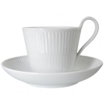 Royal Copenhagen White Fluted High Handle Cup & Saucer