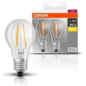 Osram Base, Bombilla LED E27, 7 W= 60w, Blanco, 2 Unidades