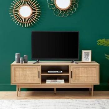 Mueble TV Baita Amana Efecto Roble y Ratán 130cm