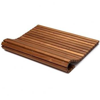 AsinoX TEK4H880 - Tarimas de ducha y baño flexible, 66 x 66 cm, madera de teca, color natural