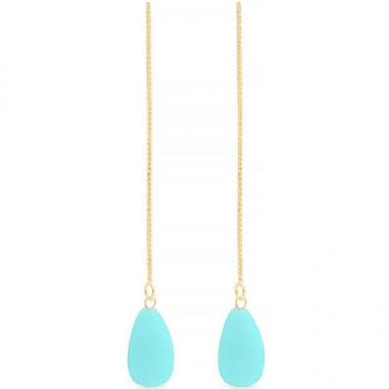 Pendientes Luxenter Zoqoyi de plata de ley 925 y turquesa acabado baño oro 18K