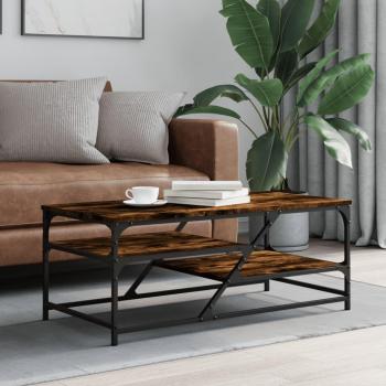 Mesa de centro de madera de ingeniería 100x49x40 cm en color negro, roble sonoma y roble ahumado, ideal para salón o comedor, también conocida como mesita auxiliar o mesa de café