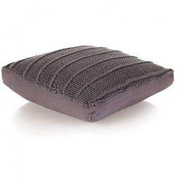 vidaXL Cojín Cuadrado de Suelo Algodón Tejido 60x60 cm Gris Decoración Hogar