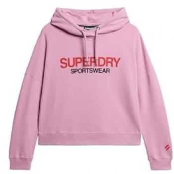 Sudadera con Capucha Boxy Sportswear para Mujer Superdry Rosa, Casual, Algodón, Manga Larga, Talla XS
