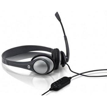 Conceptronic CEASYSTARU-V1 - Auriculares de diadema cerrados con micrófono, negro y gris